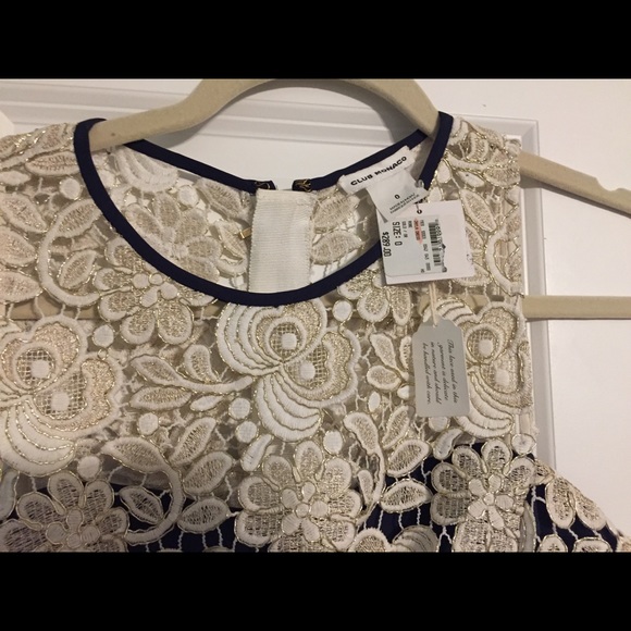Club Monaco lace overlay navy dress - Picture 2 of 4
